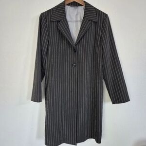 Vintage Tuxedo Style Pinstripe Long Suit Jacket Size 14